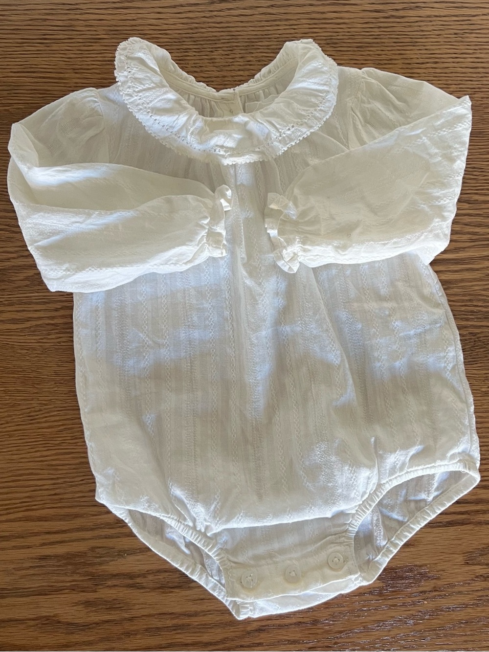 Zara Kids White Ruffle-Collar Baby One-Piece